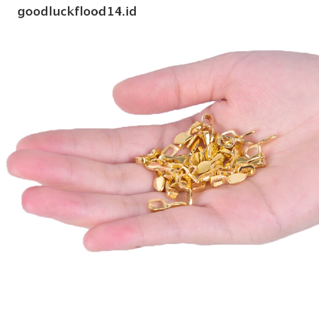 [OOID] 50pcs/set Tibetan Alloy Spoon Glue On Bails Leaf Flat Pad Pendant Bails Tone DIY ID