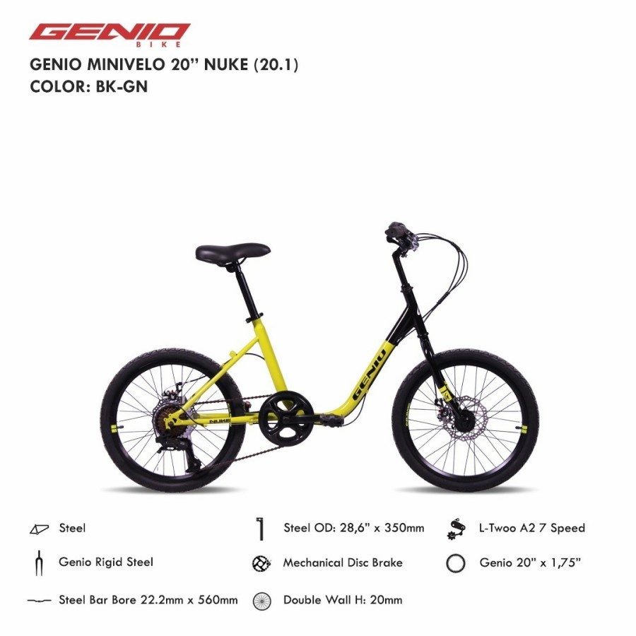 Sepeda Lipat Minion Genio Minivelo 20 inch Nuke 20.1 7 speed Garansi-2
