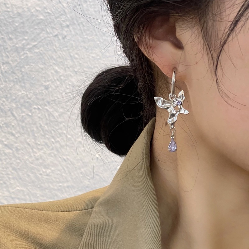 Anting silver needle Desain Bintang Gaya Korea retro