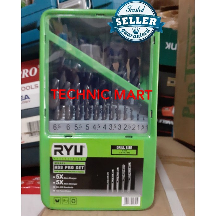 Ryu Tekiro Hss Pro Set 1-13 mm ,Mata bor besi, kayu