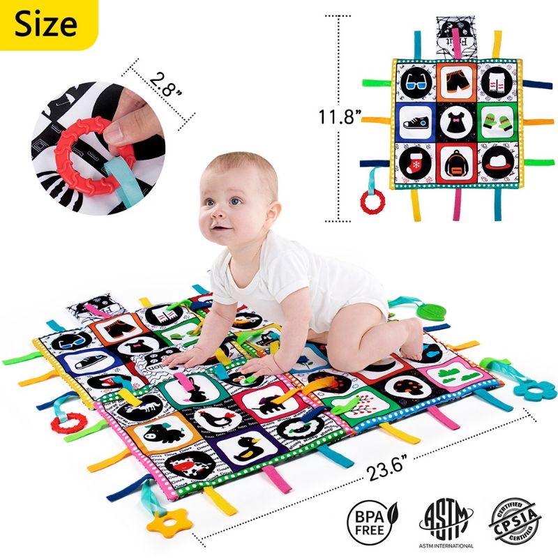 Mainan Edukasi Matras Kain Bayi Tummy Time Hitam Putih Kontras Cermin Baby Busy Playmat Crinkle Teether Mirror Soft Cloth Play Mat Buku Kain Bantal White Black Teytoy Baby Gift Mainan Gantung Kado Bayi Paper High Contras Book Buku Kontras Bayi Newborn