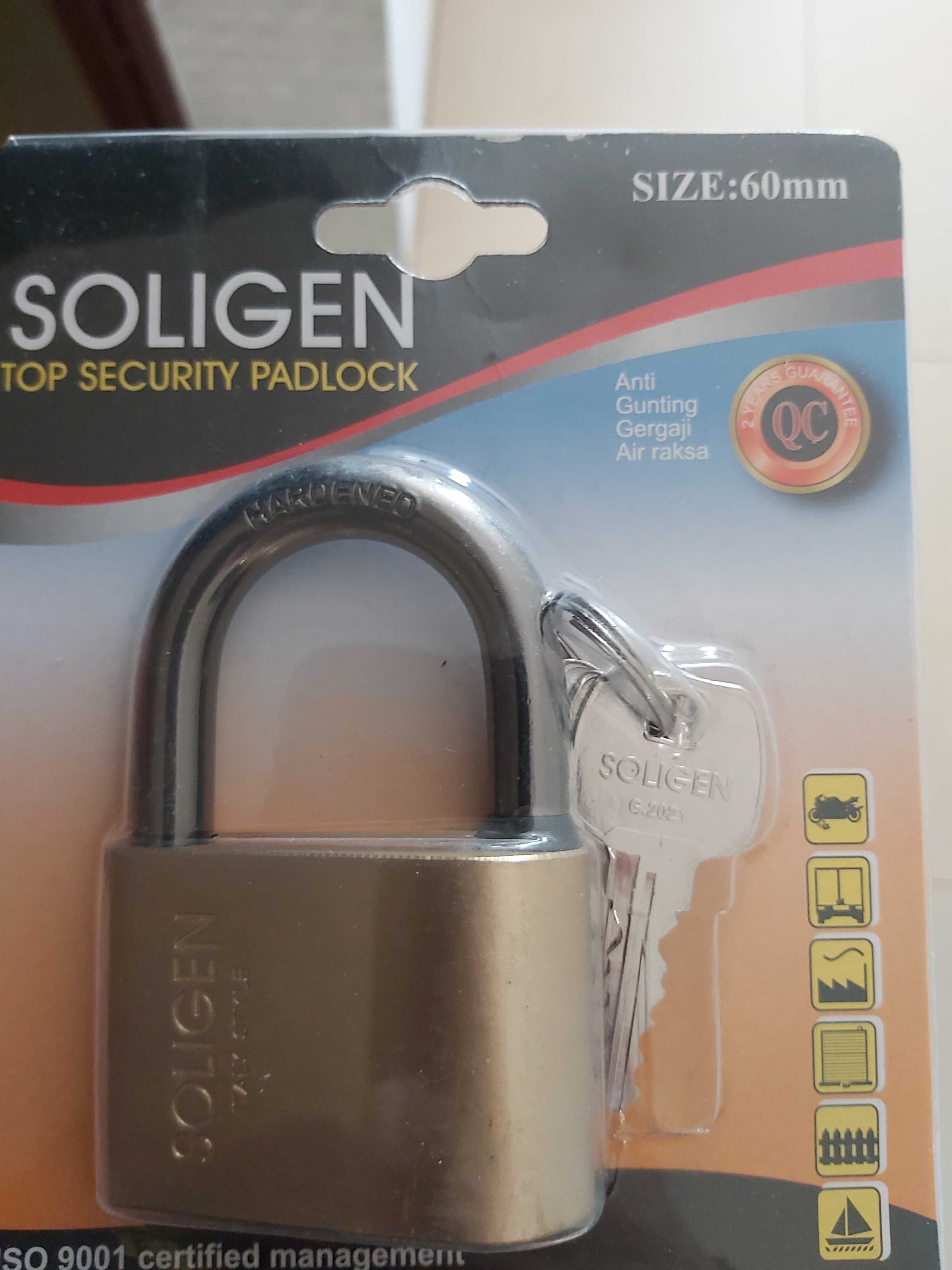 Gembok Soligen Baja Hitam 60 Mm Pendek