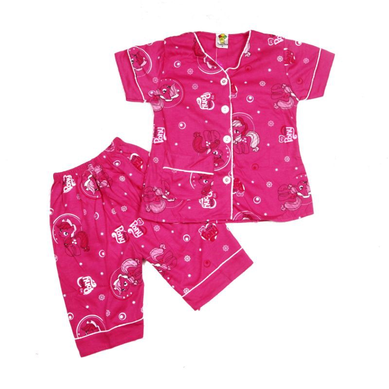 SETELAN BAJU TIDUR  ANAK PDK PEREMPUAN 2-10 TAHUN MOTIF RANDOM PIYAMA ANAK CELANA PENDEK LENGAN PENDEK