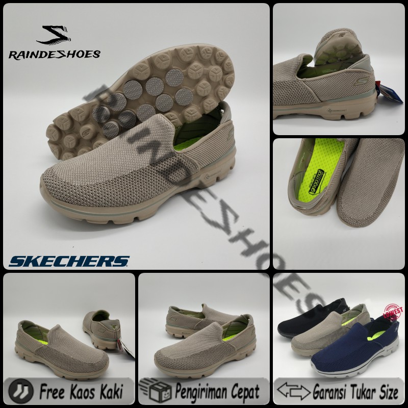 Sepatu Skechers / Sketcher / Skecher Pria / Skecer Gowalk 3 - Classic Fitknit Khaki