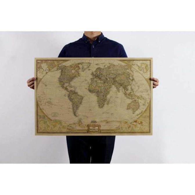 

Promo Awal tahun Poster Peta Dunia Large Vintage World Map 28x18 inch - N401 Cuci Gudang Awal Tahun