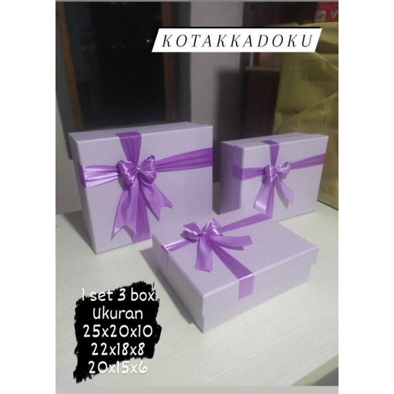 

KOTAK KADO 1 SET 3 PCS MURAH BISA REQUEST UKURAN DAN WARNA
