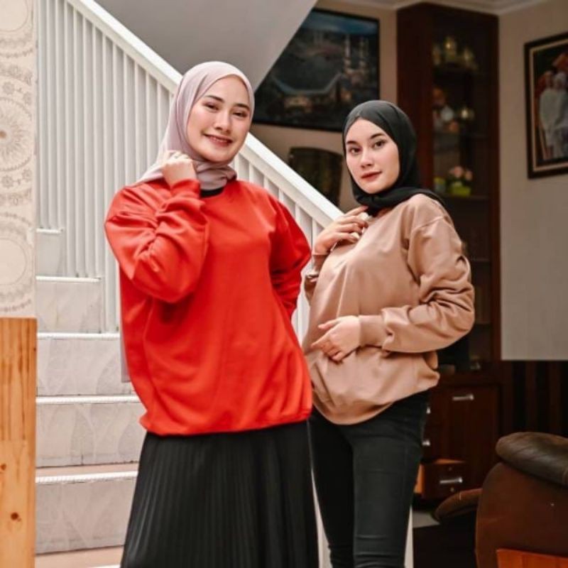 Basic Sweater Crewneck Polos 30 Pilihan Warna II Sweater Sweatshirt Korean Style Bahan Fleece Sz M-Xl (Pria dan Wanita Dewasa &amp; Anak )