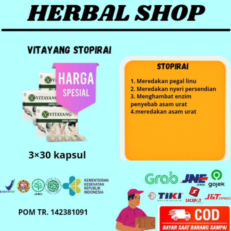 

Vitayang Stopirai / Asam Urat solusi atasi asam urat dengan aman 3×30 kapsul