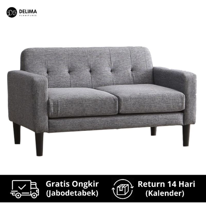 Sofa 2 dudukan Minimalis Skandinavian 2 Seat Sofa, abu-abu tua