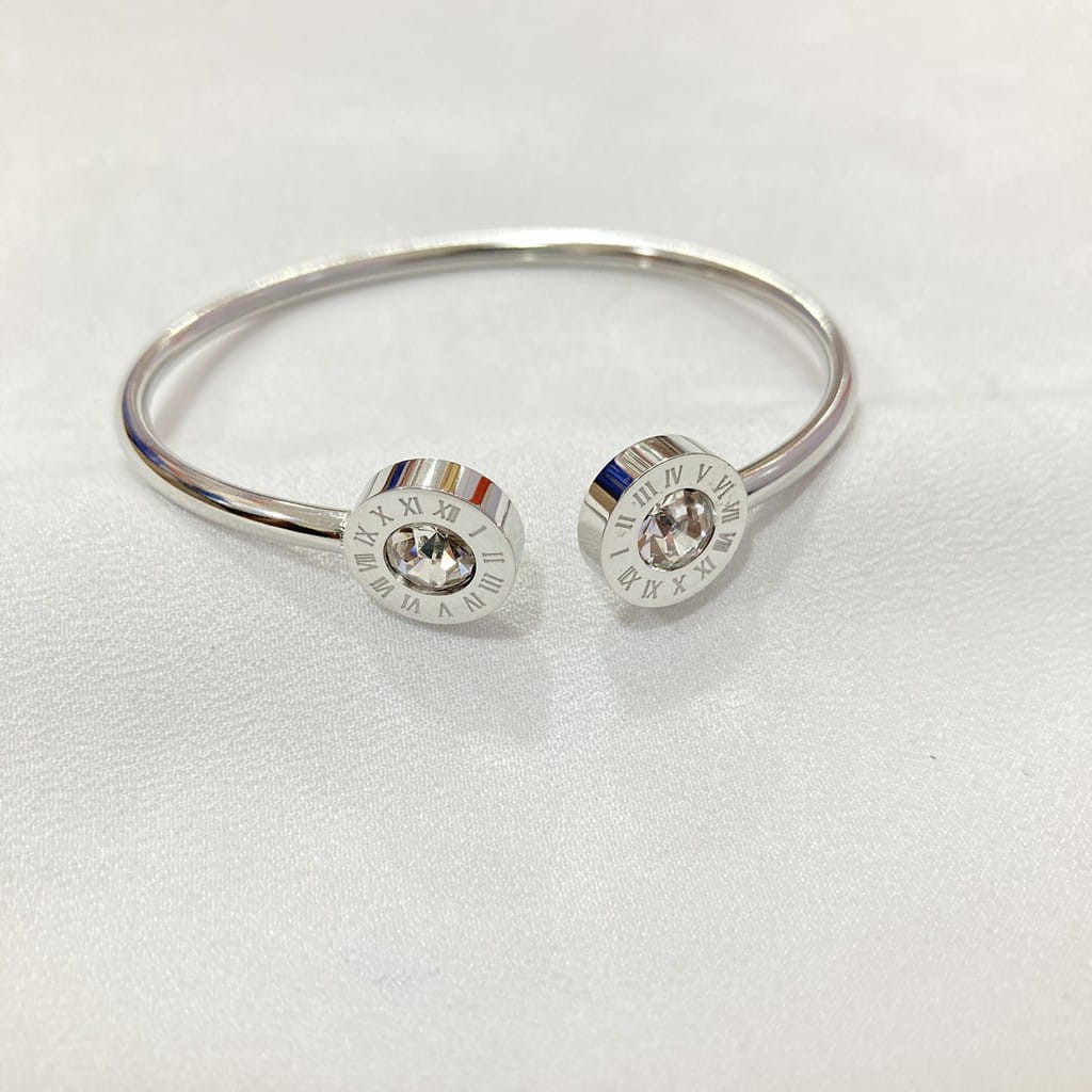 Gelang Titanium Asli Anti Karat Aksesoris Fashion Perhiasan Wanita Cuff Gold Dan Silver Korean Style-5