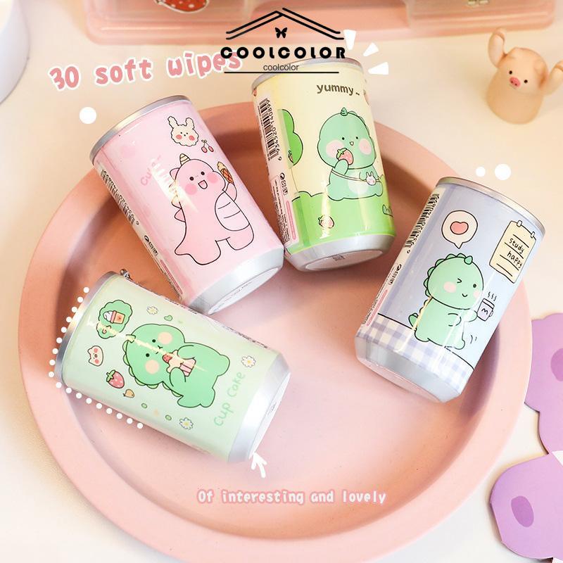 COD❤️30 PCS/SET Kreatif Minuman Kaleng Tisu Basah Perjalanan Portabel Mini Tisu Pembersih Sekali Pakai