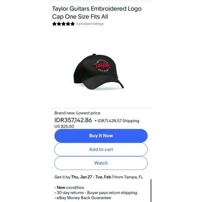jual topi taylor guitar original