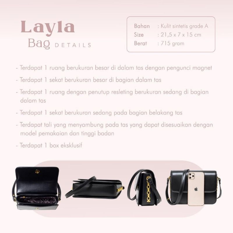 Free Box Layla Bag Jims Honey Tas Kecil Pesta Selempang Wanita