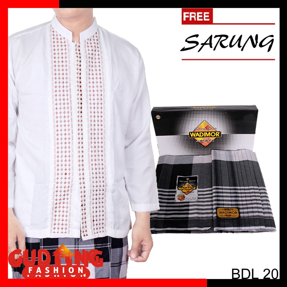 Baju Koko Muslimin Pria Lengan Pendek + Bonus Free Sarung (KKS KKL)