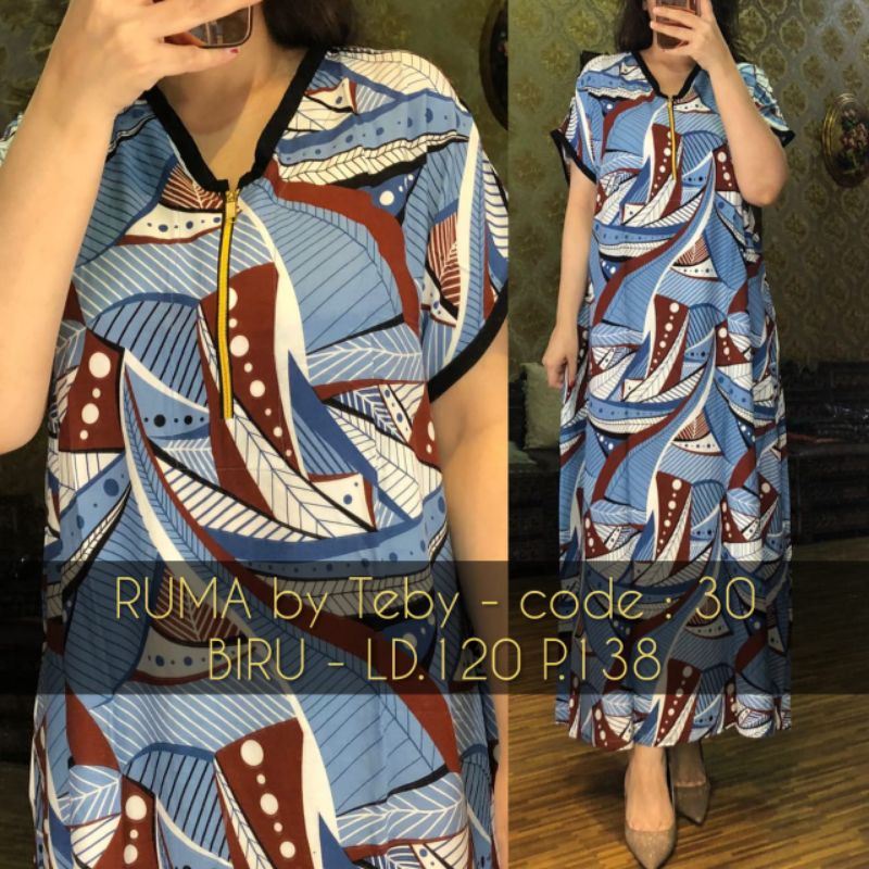 Daster Arab TEBY RUMA Series Dress Rayon Super Originanal Best Seller-Biru 30