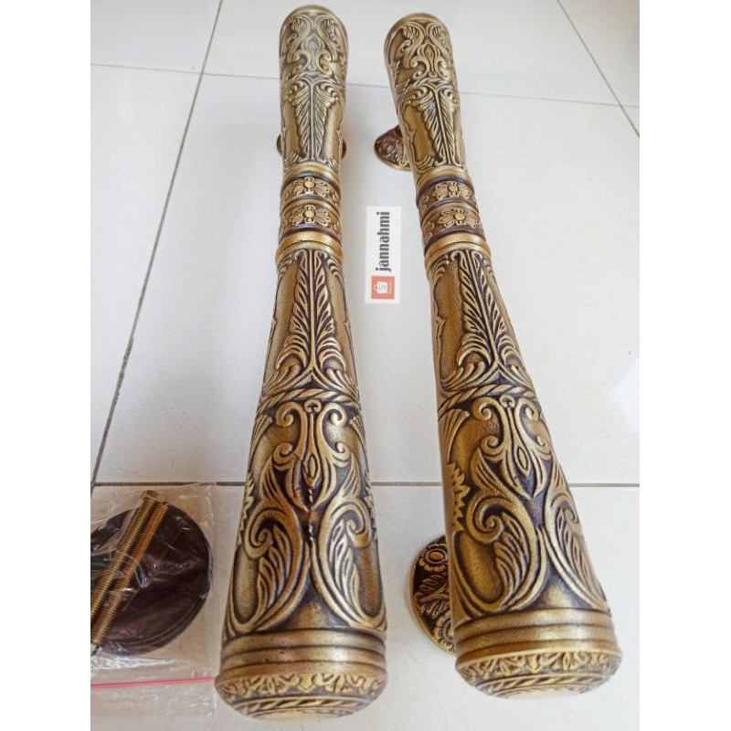 Handle kuningan gada ukir 57cm