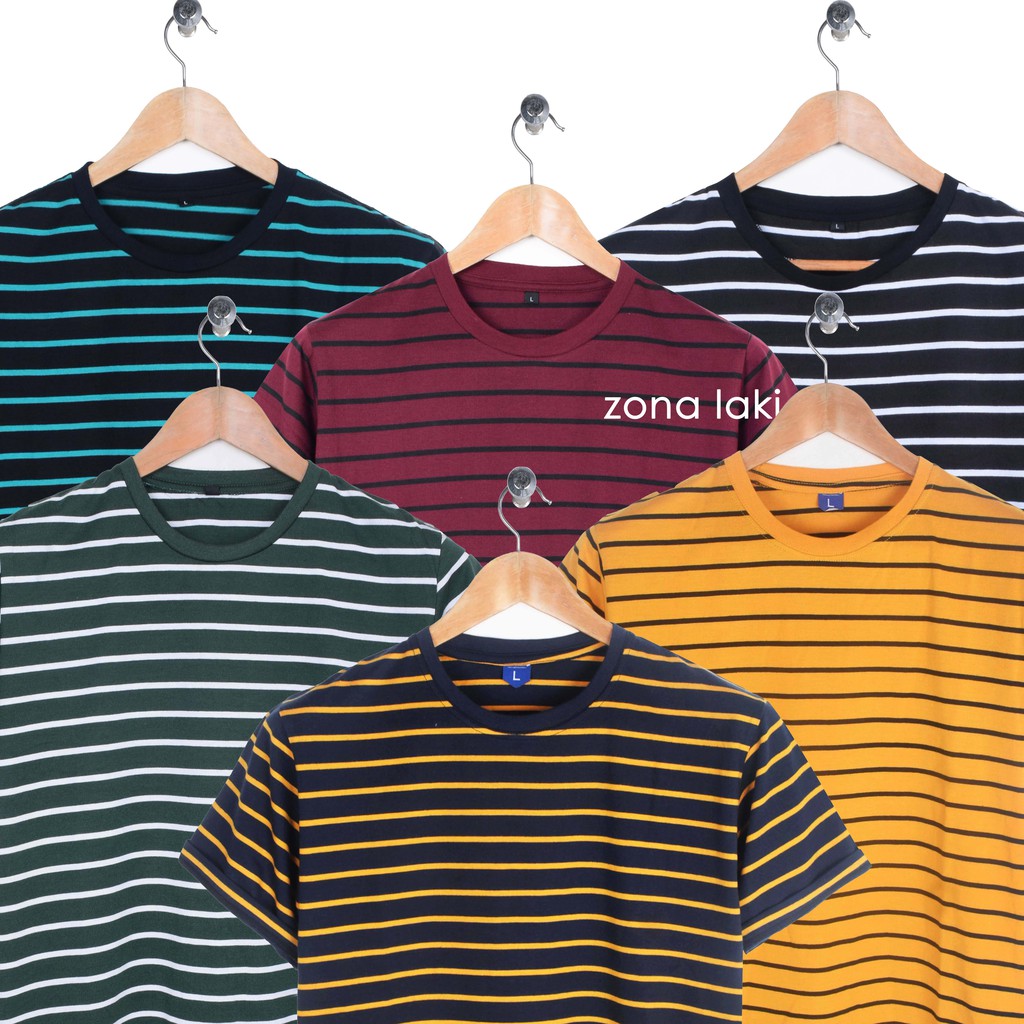 Kaos Salur Pria/ Kaos Salur Cowok/Kaos Salur Laki Laki/ Kaos Stripe Zona Laki