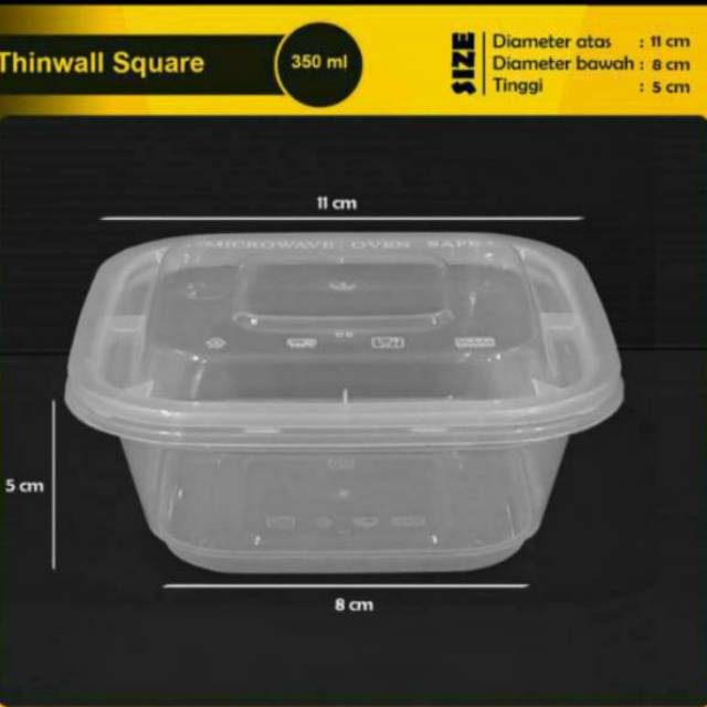 Thinwall Square 350ml | Thinwall Kotak 350ml