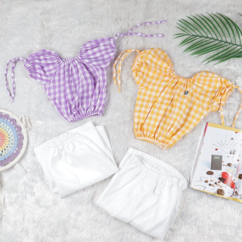 Setelan Anak Perempuan Set Oniva Motif Kotak