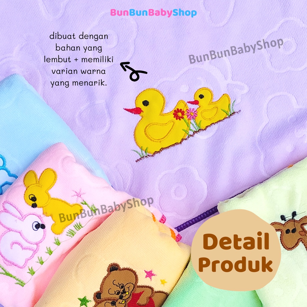 Handuk Bayi Embos Lembut Uk. 83x37cm Beruang Peralatan Mandi Baby New Born Unisex Washlap Bordir Perlengkapan Baru Lahir Anak Murah Travel Perawatan Balita