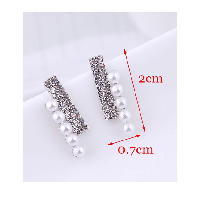 LRC Anting Tusuk Fashion Gold Rhinestone Pearl Earrings A59183