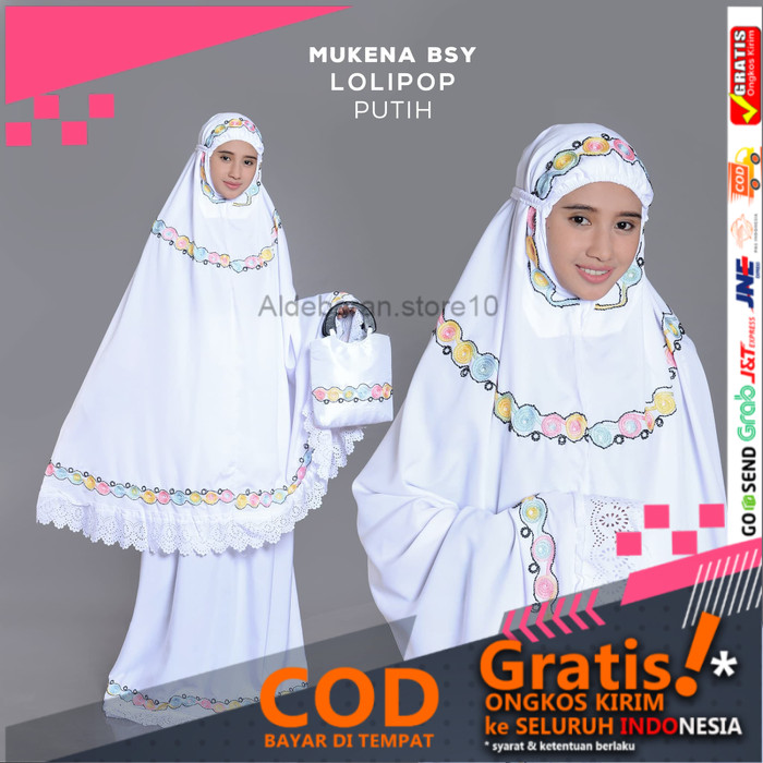 MUKENA DEWASA BSY LOLIPOP PUTIH