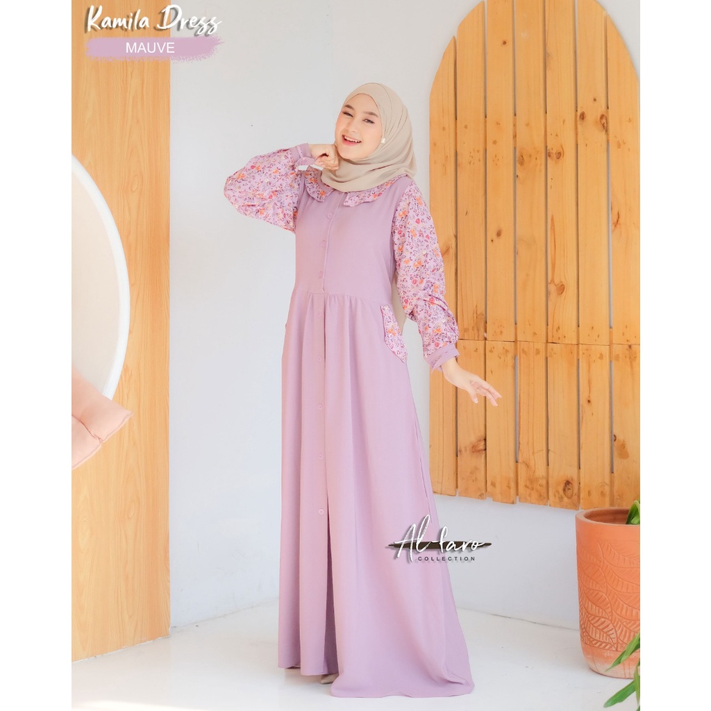 Gamis Kamila Kania by Alfaro mix bordir itycrepe polo linen remaja fashionable korean style asoka shabby vintage