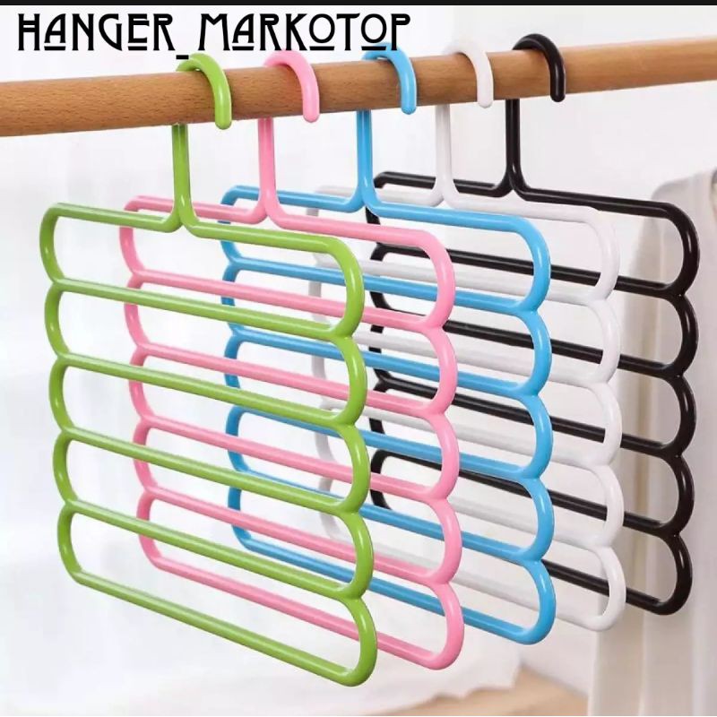 hanger gantungan jilbab baju 5 layer susun plastik - 1 buah