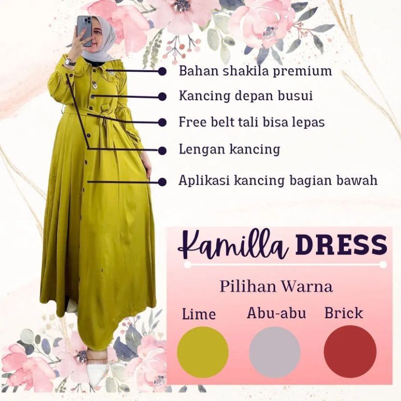 DRESS MUSLIM, baju wanita, baju gamis, dress, gamis, Baju gamis, fashion wanita, Kamilla Dress