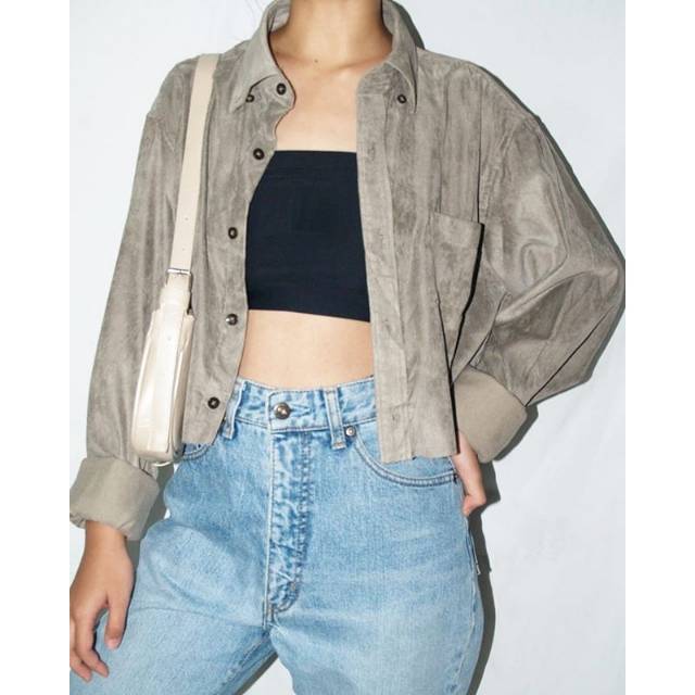 Insolito cropped corduroy shirt