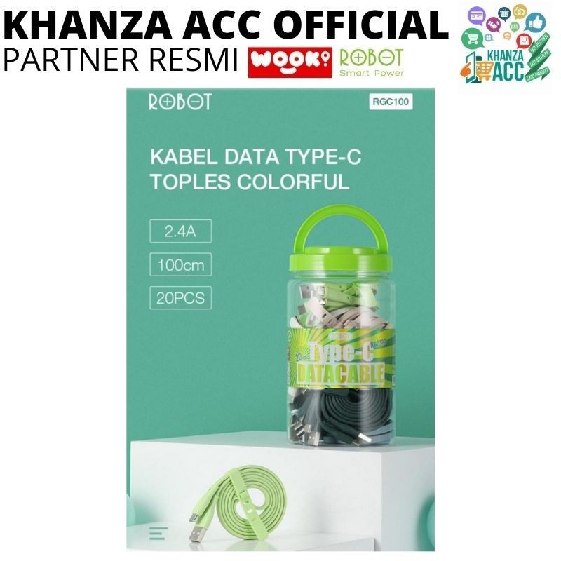 KHANZAACC Robot RGC100 Kabel Data Type C Colorful ( 1 Toples isi 20pcs )