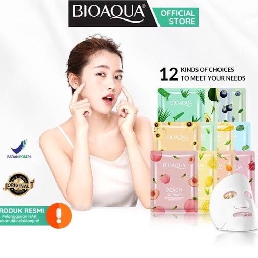 【BPOM】BIOAQUA sheet mask Hydrating Essence face Mask Brightening Moisturizing skin care anti aging Masker Wajah(25g/pcs)
