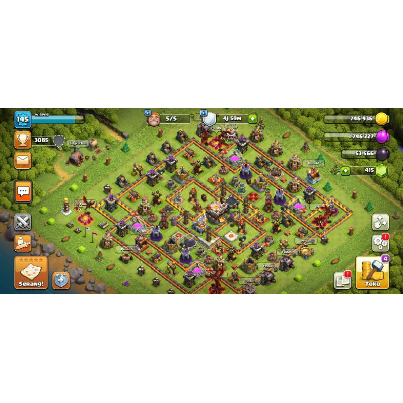 AKUN CLASH OF CLANS TH 11 HERO SEMUA ADA SKIN