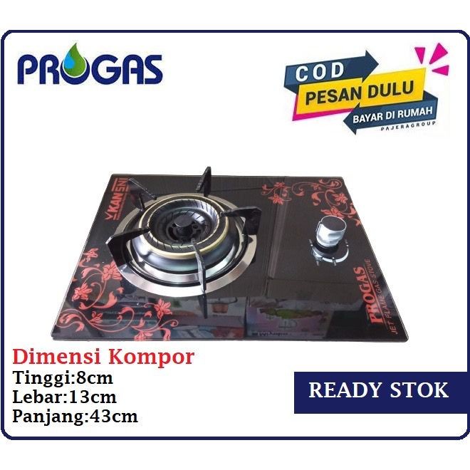 KOMPOR GAS KACA 1 TUNGKU PROGAS TEMPERED GLASS 2IN1 Terbaru