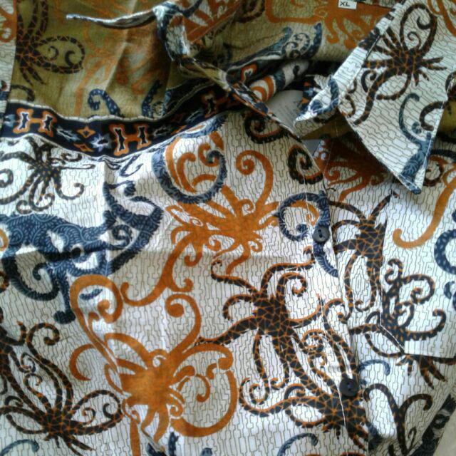 Arka Batik Hrb026 Kenongo Kemeja Hem Pendek Padi Pekalongan M L Xl Murah Keren Batik Pria Wajik Biru