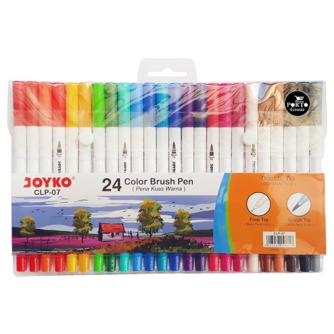 

Joyko Brush Pen Colour Dual Tip Spidol Set 24 Warna CLP-07