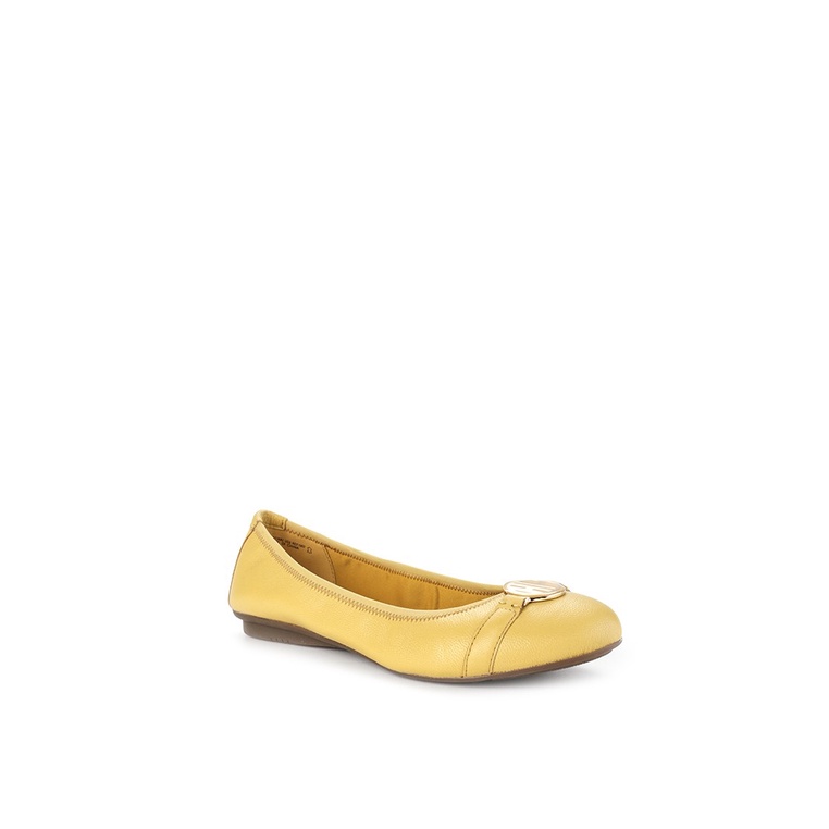 SEPATU FLAT KULIT HUSH PUPPIES WANITA ORIGINAL TERBARU KUNING HW13