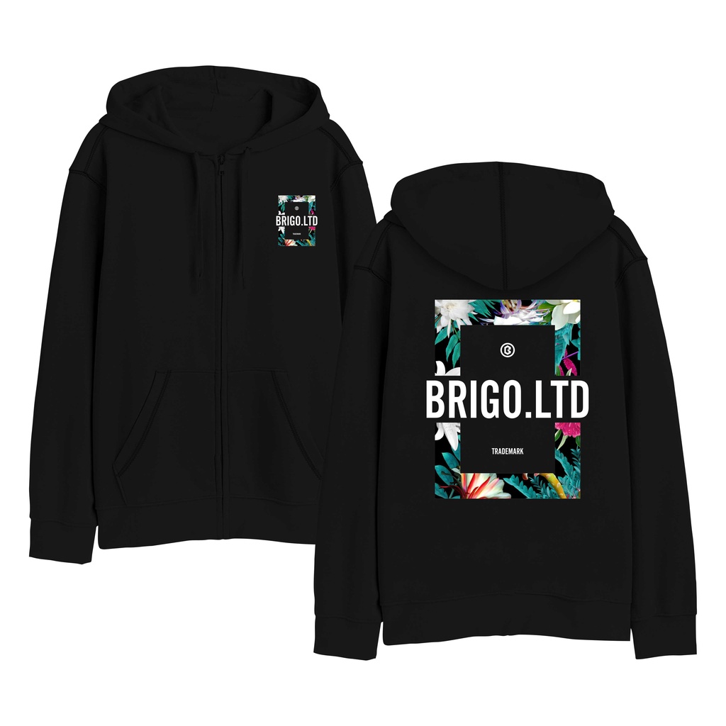 BRIGO Zipper Jumper Hoodie FLOWER II Sweater Hoodie Resleting BRIGO FLOWER Sablon DTF Fleece Cotton II SIZE M-XXL (Pria &amp; Wanita) Free stiker&amp;Gantungan Kunci