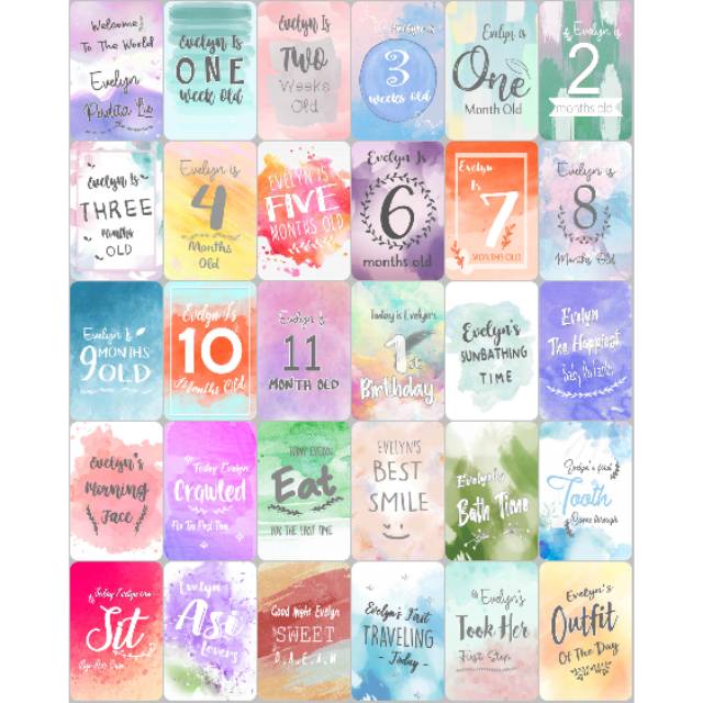 

Milestone card edisi watercolor splash