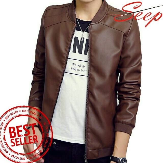 PREMIUM Jaket Kulit Pria Elegant Brownie ARL 040 Silverstone RFLA Ariel Noah Sintetis 90 Mirip Kulit