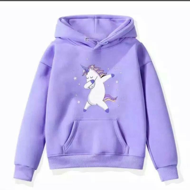 Sweater Hoodie Anak Perempuan Unicorn Dance Usia 5-12 Tahun