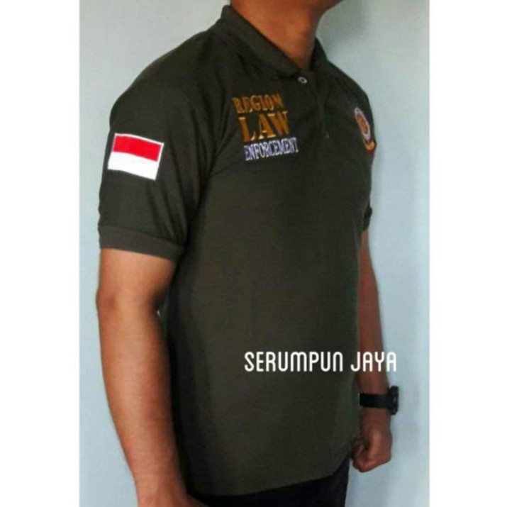 KAOS SATPOL PP - KAOS KERAH SATPOL PP HIJAU ARMY - KAOS POL PP RODA GILA HIJAU ARMY FULL BORDIR