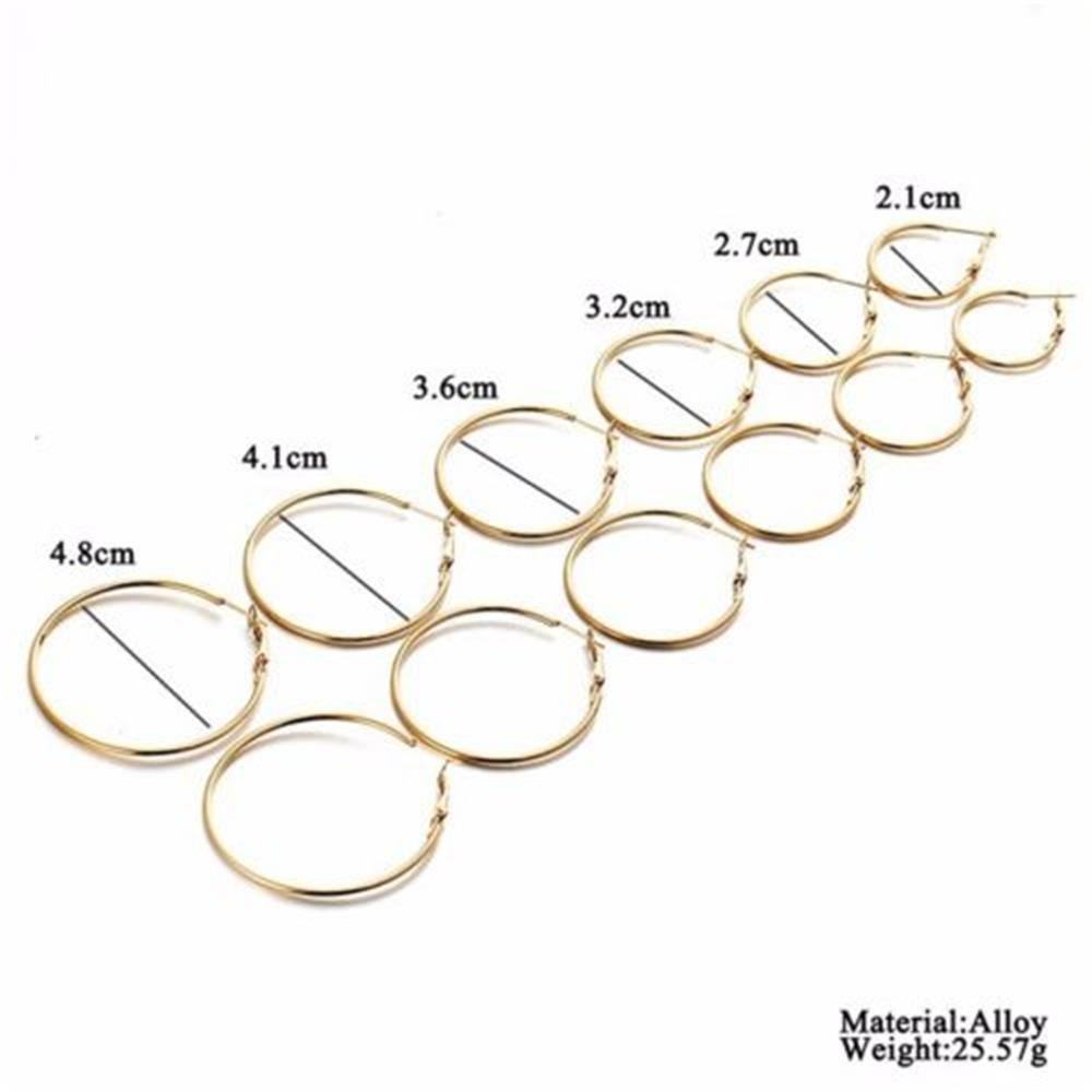 Wonder 6pasang/Set Anting Hoop Set Perak Punk Perhiasan Fashion