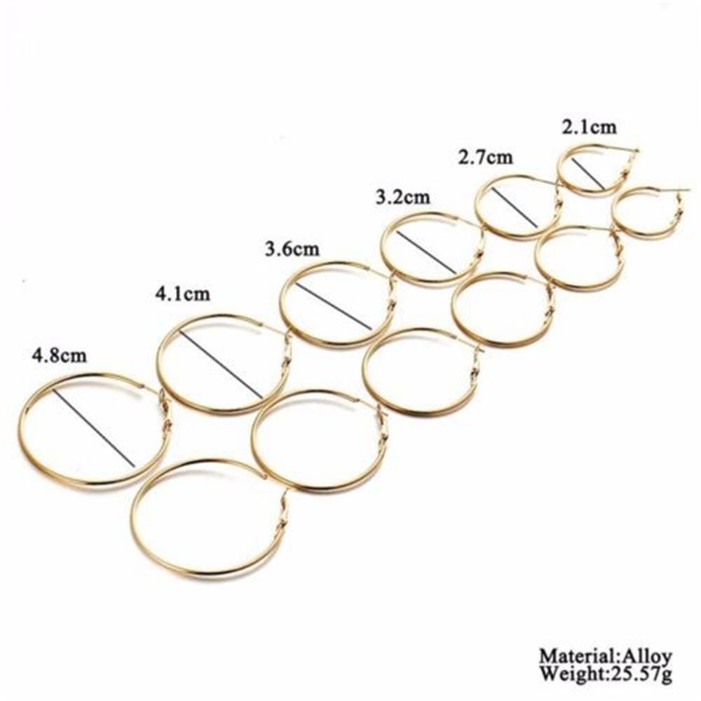 Suyo 6pasang/Set Anting Hoop Set Perhiasan Fashion Pesta Emas