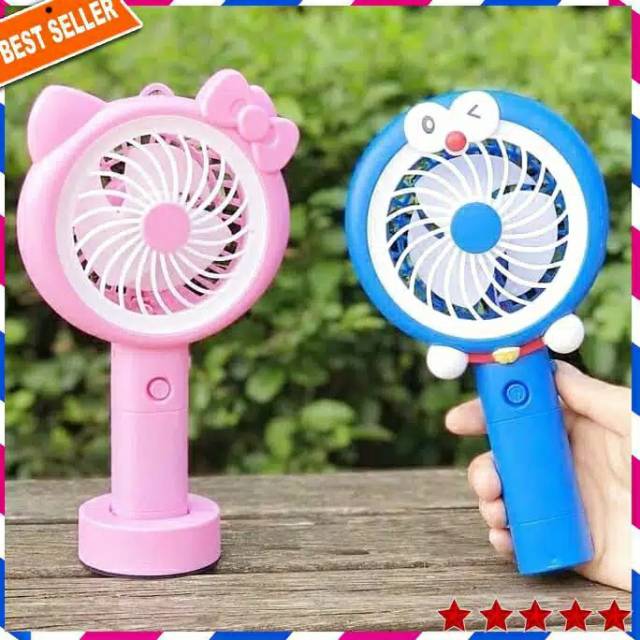 Mini fan / Kipas Angin Mini N9  Portable LED karakter Doraemon dan Hello Kitty