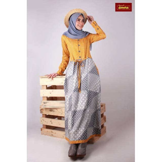 SALE GAMIS ABAYA DANNIS (KUNING)/CUCI GUDANG AKHIR TAHUN