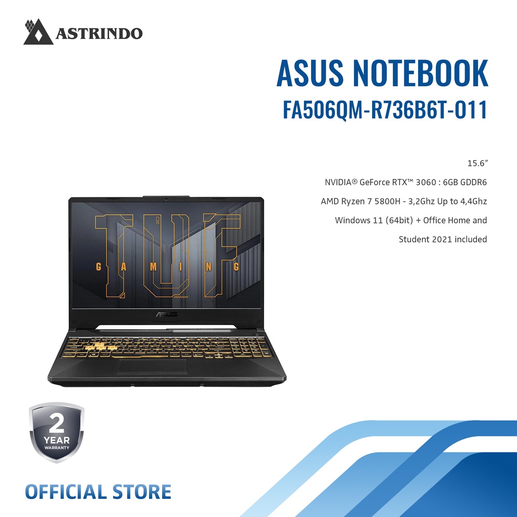 Asus TUF Gaming-A15 FA506QM - 15.6" AMD Ryzen™ 7-5800H 8GB 512GB