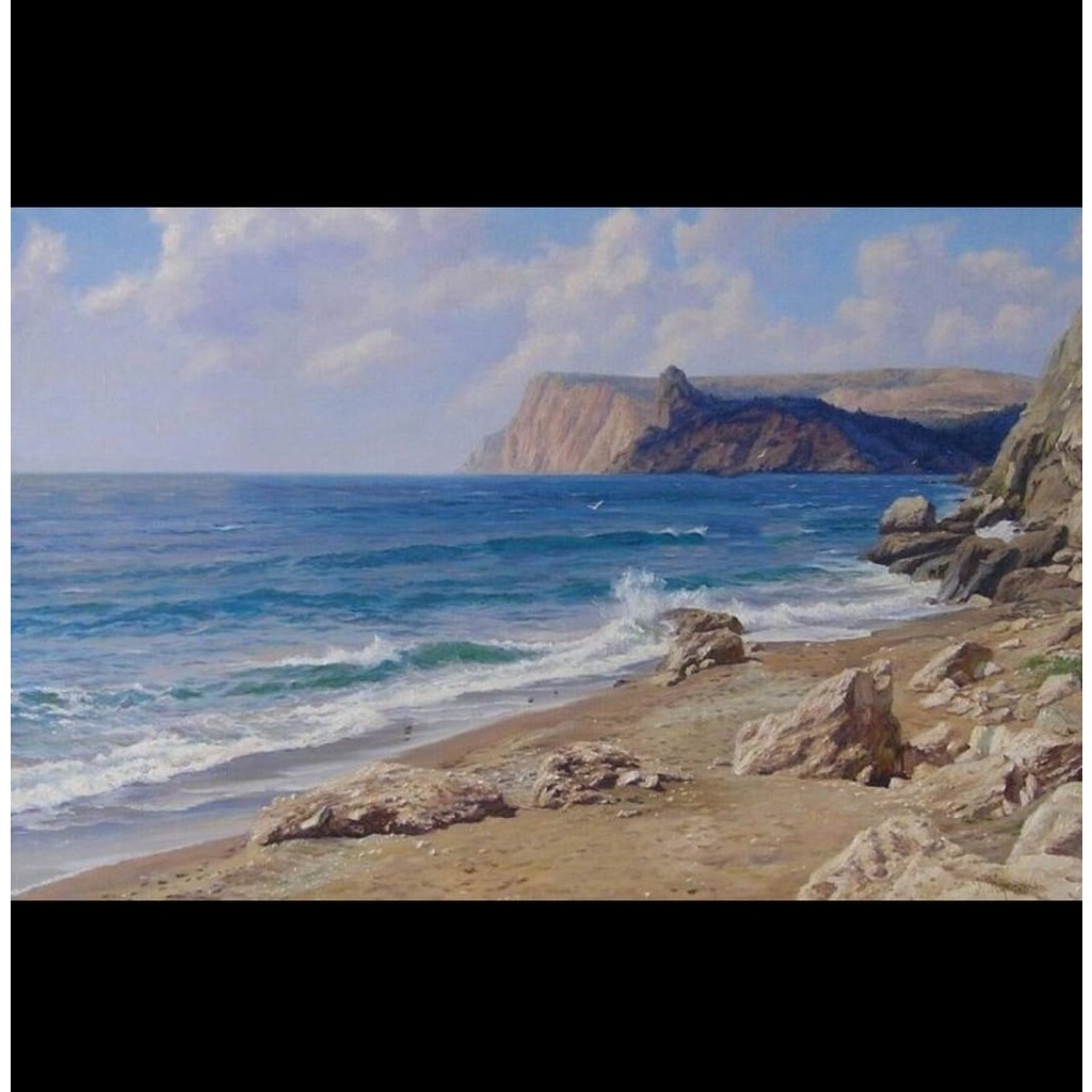 lukisan kanvas pemandangan pantai 85x135 cm RD b2 ed