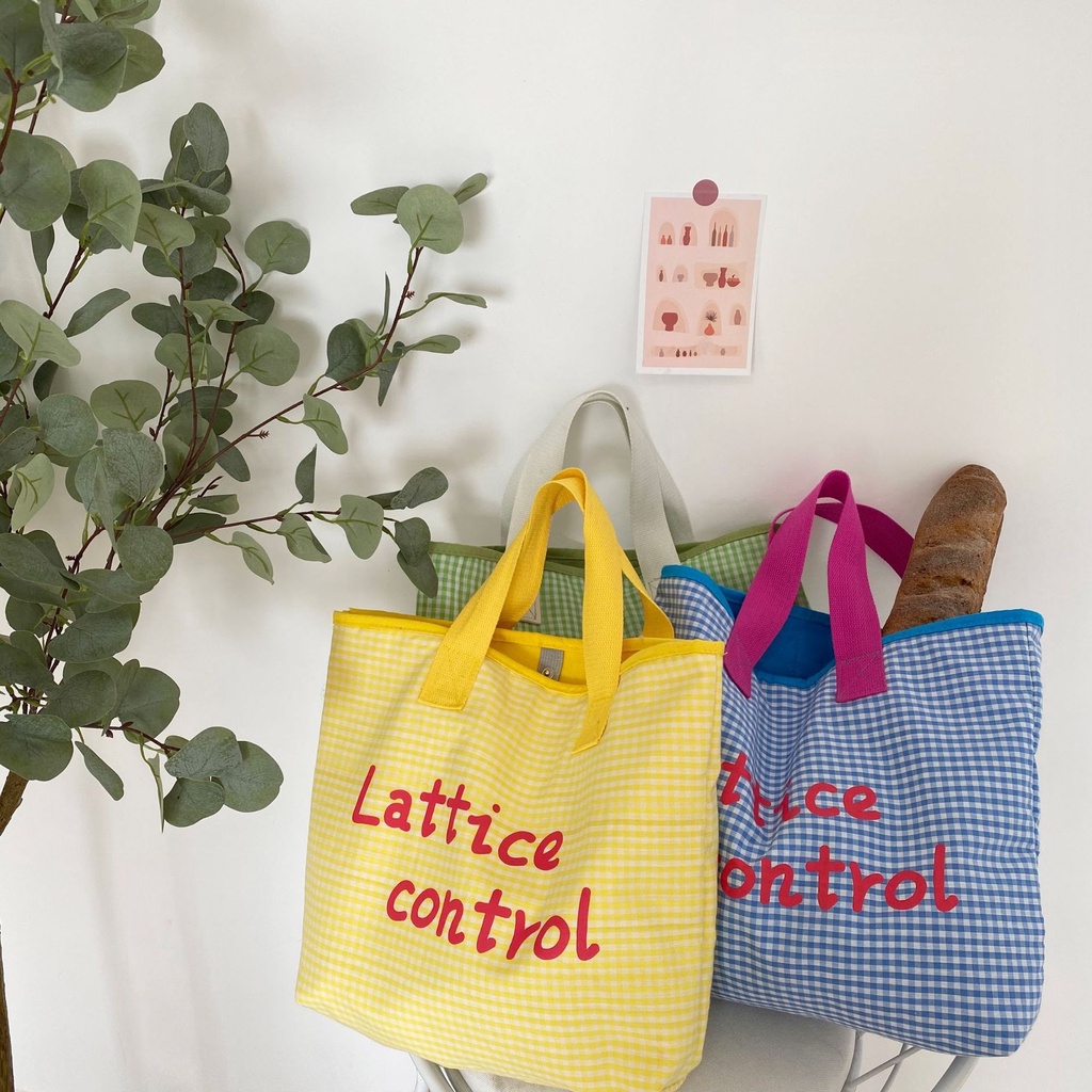 Lattice Control Totebag Tas Tote Motif kotak kotak NR