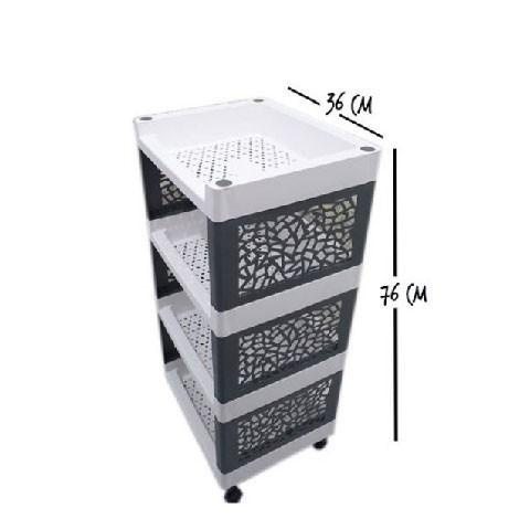 Rak / Rak Buku / Rak Baju / Rak Bumbu / [Besar] Rak Plastik 4 Susun + Roda/Rak Plastik Serbaguna/Rak